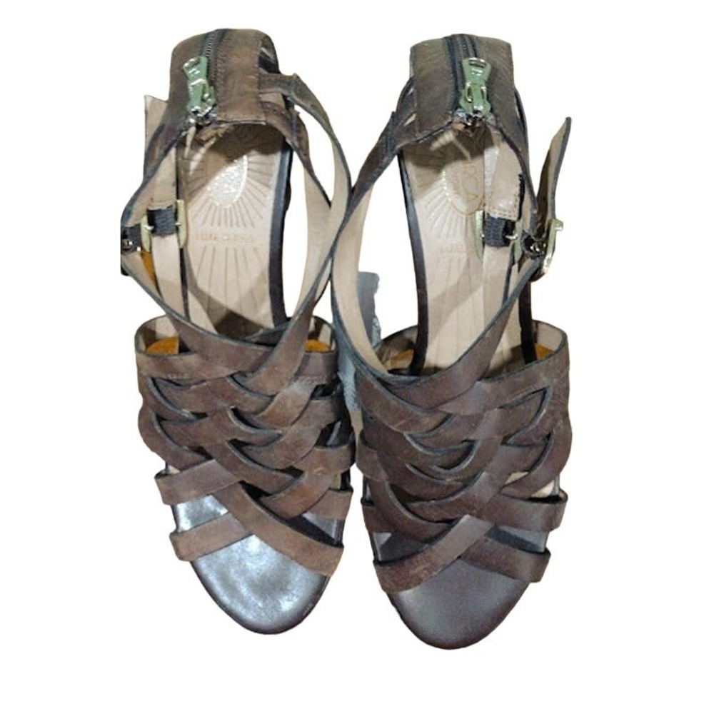 Circa Joan & David Luxe Series Leather Gladiator Sandals, Brown,‎ Sz 7.5